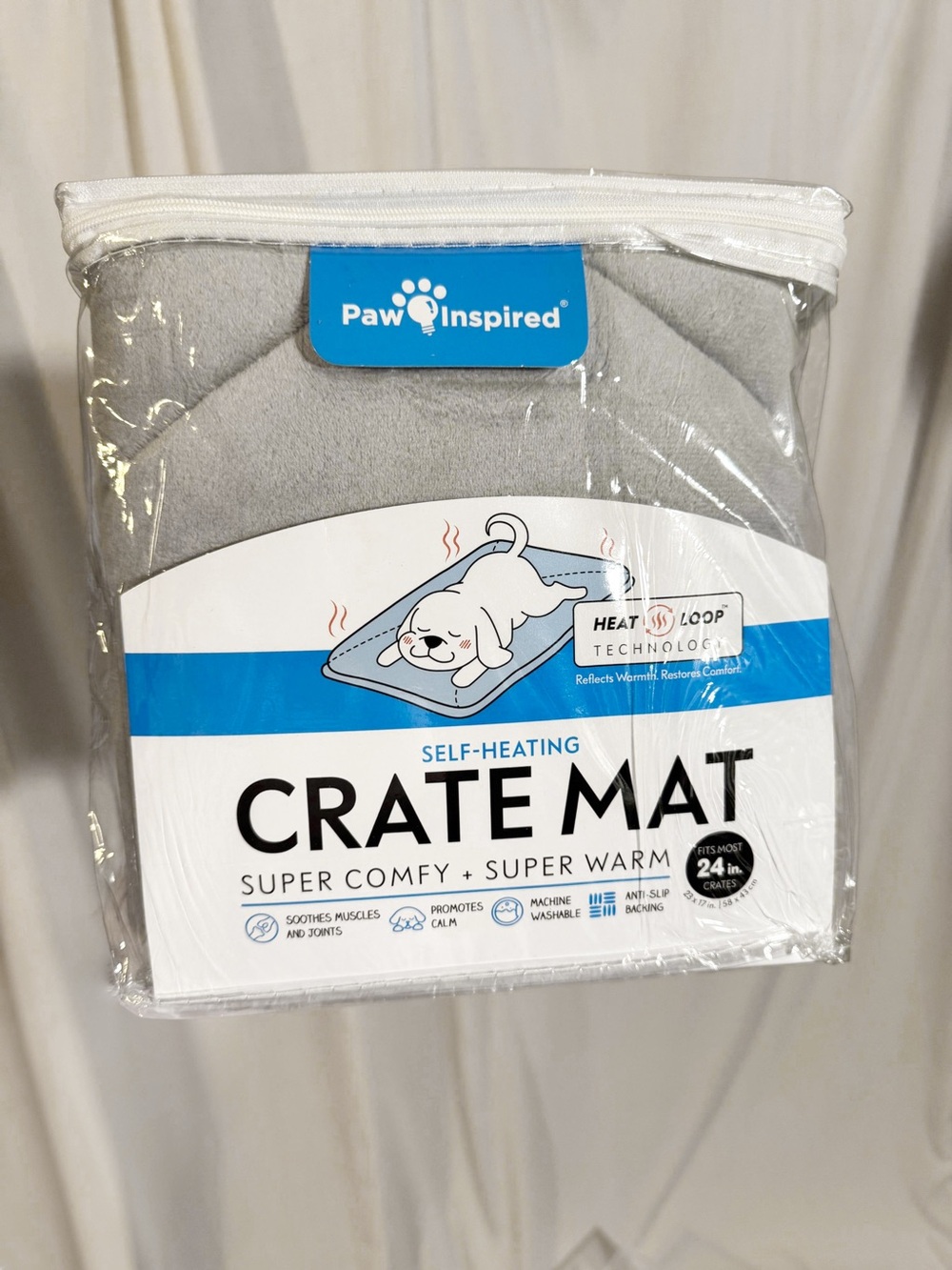 Self-Heating Crate Mat - Light Gray